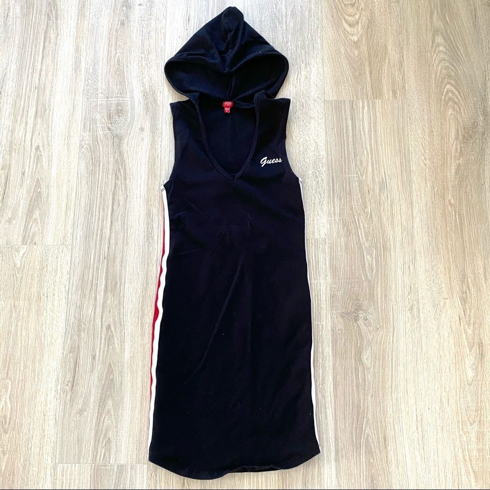 Guess 90s Style Sleeveless Hoodie Tshirt Dress Sz XS